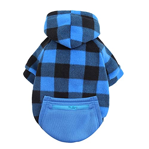 Wintermantel Hund Klein Karierte Reißverschlusstasche Weiwang Größe Hundekleidung Katze Haustierkleidung Winter Lieferungen Brustgurt Pflege Zubehör (Blue, 4XL) von YWBleked