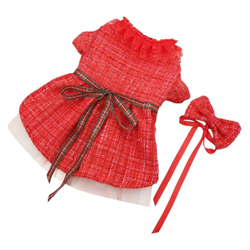 Wintermantel Hund Mittel Neue Hundekleidung Kleine und mittelgroße Katzen Spitzenkleid Haustier Herbst- und Winterkleidung Weihnachtstransformationskleid Hundemantel Winter Rot (Red, S) von YWBleked