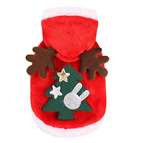 YWBleked Weihnachten Hund Kleidung kleine Katze Haustier-Weihnachtsbäume bedruckter Geweih-Pullover,niedlicher -Winter-Mantel (Red,XS) von YWBleked