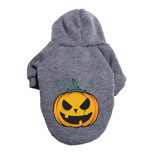 Cat Sweater Halloween Kürbis Hundepullover Haustierpullover Haustierkleidung Teddy Hundekostüm (Grey-a, XS) von YWJewly