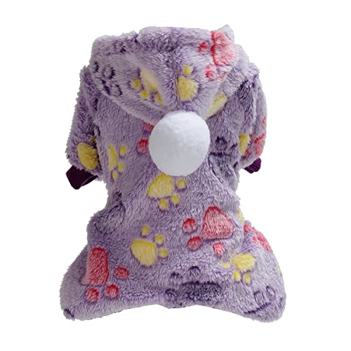 YWJewly Dog Sweater Hunde-Kleidung, 4 Beinabnutzungsknöpfe, Regenbogen-Stern, Punkt, Bedruckt, warme Winter-Oberbekleidung mit (c-Purple, L) von YWJewly