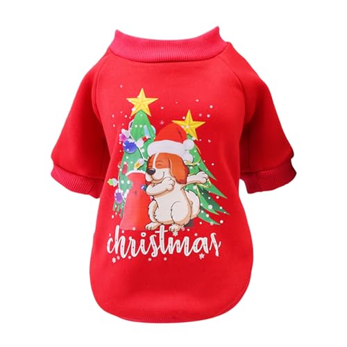 YWJewly Fleece Pullover Hund Haustierkleidung Hundekleidung Herbst/Winter Neue kleine Hunde Haustier Herbst/Winter Kleidung 21 Chr Istmas Gi Ft Hoodie (A-Red, S) von YWJewly