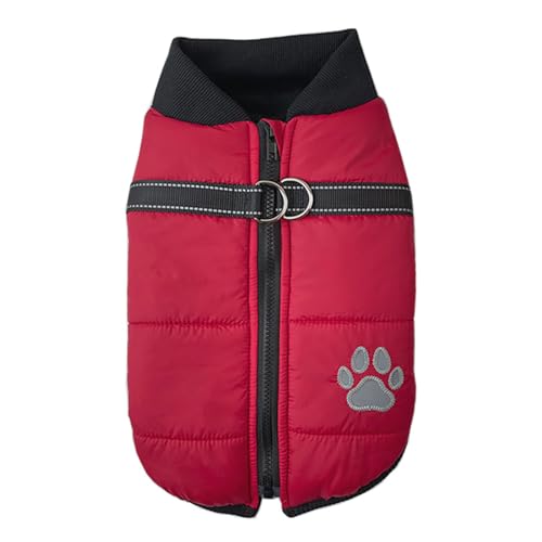 Hunde Pullover Groß Haustierkleidung für Winter, gepolstert verdickt, warm, für große kleine Hunde, gepolsterte Kleidung Baumwolle (Red-c, XL) von YWJewly