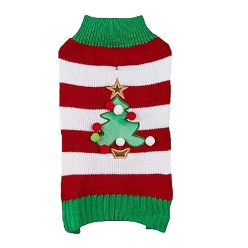 Hunde Pyjama für Kleine Hunde Neu Mod.EL VI.P Auto Lebkuchenmann Rentiergeweih Holundergürtel Weihnachtsbaum Schneeflocke Haustier Weihnachten Haustier Pullover (a-Red, S) von YWJewly