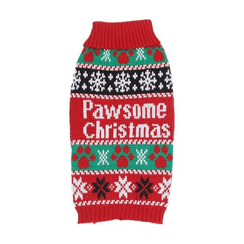 Hundemantel Weihnachten Halloween-Pullover mit Schneeflockenmotiv für Katzenpfoten, Rot, Schwarz, Grün, Cla.sh-Farben, Umlegekragen für Hunde (3-Red, M) von YWJewly