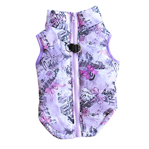 Hundemantel für Kleine Hunde Winter Gefütterte Hundejacke aus Baumwolle mit Traktionsschnalle für bequemes Reisen im Winter (Purple-d, One Size) von YWJewly