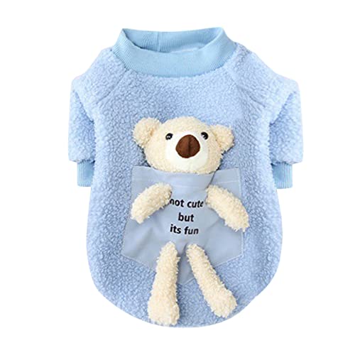 Hundepullover für Winter Haustierkleidung Hundekleidung - Winterkleidung New Teddy Small Dog Pet Clothes Winte Back Teddy Bear Sweater (Blue-d, M) von YWJewly