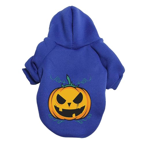 Hundewintermantel Halloween Kürbis Hundepullover Haustierpullover Haustierkleidung Teddy Hundekostüm (Blue-2, XS) von YWJewly