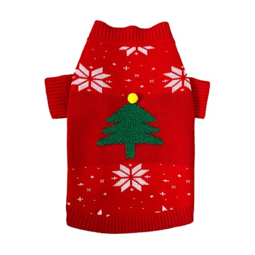 Katzenpulli für Katzen Weihnachten Kleine Und Mittlere Hund Pullover 2022 Herbst/Winter Neue Haustier Weihnachten Baum EL K (Red #1, L) von YWJewly