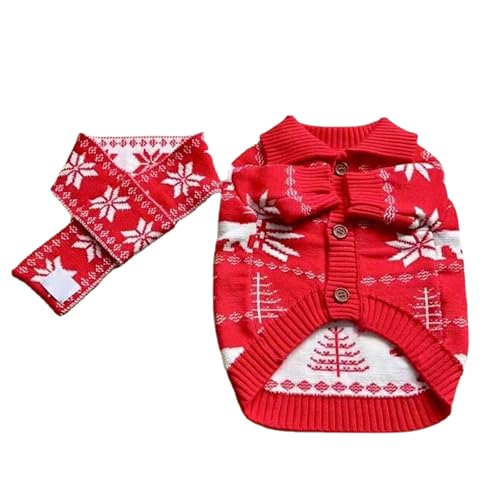 Pullover für Katze 2022 N Ew Herbst Und Winter Kleine Und Mittlere Haustier Pullover Weihnachten Kleidung Set Schal Hund Und Katze Kleidung (C-Red, S) von YWJewly