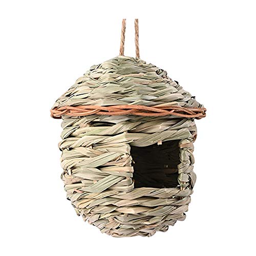 Vogelfutterhaus Holz Dekoration Nester Stroh Bird Nests Haus hängende Vogelgewebte Box Home Garden Patio & Garden Futterspender Boden (A, One Size) von YWJewly