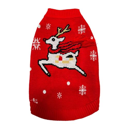 Weihnachtsoutfit Hund Hundebekleidung 2023 Neue Weihnachtspullover für kleine und mittelgroße Hunde Beliebte lässige warme Strickkleidung (b-Red, XL) von YWJewly