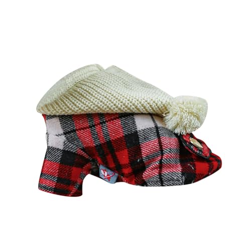 Weihnachtspullover Hunde Haustierkleidung Winter Produkte mit dickem Woll-Jeansmantel, Hunde- Katzenkleidung, halbwarmer Baumwollmantel (D-1, M) von YWJewly