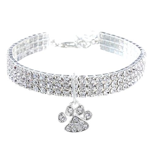 Haustierhalsband mit Diamanten, Hundehalsband, Katzenhalsband, Verstellbarer Kristalldiamant Elastischer Herzklauenanhänger Hochzeitskatze und Hund Kleiner Haustierhalskettenschmuck von YWNYT