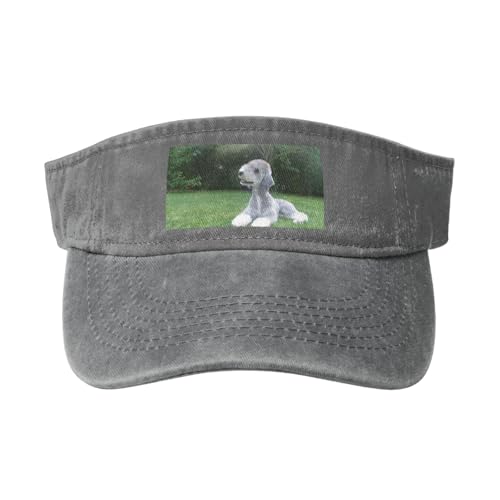 Bedlington Terrier Lustige Hunde Pelzige Hunde Haustiere, Verstellbare Sport-Sonnenblendenhüte Leere Oberseite Baseballkappe Unisex Sonnenschutzblende von YWSOTRE