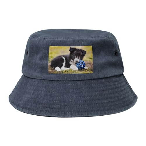 Border Collie Hunde Welpen Haustiere schwarzer Rand, Erwachsene Bucket Hat Sonnenhut Fischerhut Läufermütze Fischerhüte von YWSOTRE