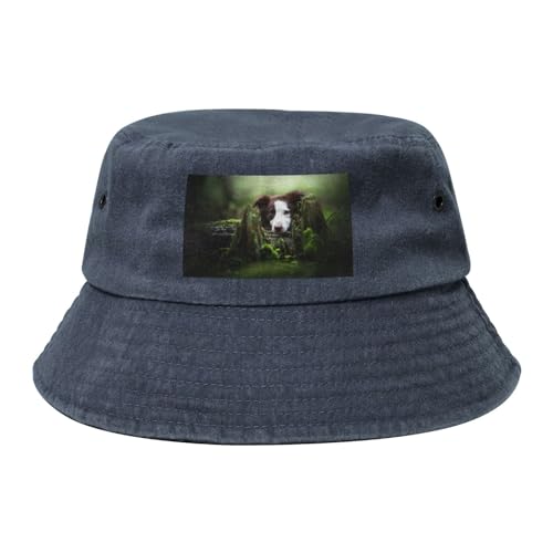 Border Collie Stone Sweet Brown Hunde Haustiere, Erwachsene Bucket Hat Sonnenhut Fischerhut Läufermütze Fischerhüte von YWSOTRE