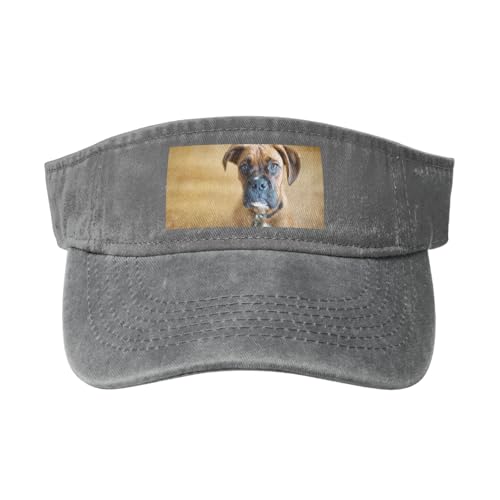 Boxer Hunde Welpen Haustiere Hunde, Verstellbare Sport-Sonnenblendenhüte Leere Oberseite Baseballkappe Unisex Sonnenschutzblende von YWSOTRE