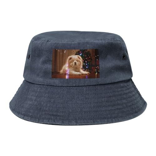 Chow Chow Weiße Flauschige Hunde Haustiere Hunde Weihnachten, Erwachsene Bucket Hat Sonnenhut Fischerhut Läufermütze Fischerhüte von YWSOTRE