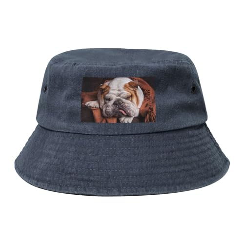 Englische Bulldoggen Maulkorb Haustiere Schlafende Hunde, Erwachsene Bucket Hat Sonnenhut Fischerhut Läufermütze Fischerhüte von YWSOTRE