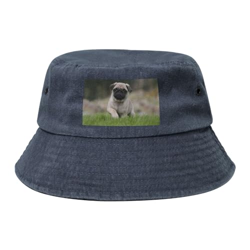 Mops Bokeh Welpen Hunde Rasen Haustiere Mops, Erwachsene Bucket Hat Sonnenhut Fischerhut Läufermütze Fischerhüte von YWSOTRE