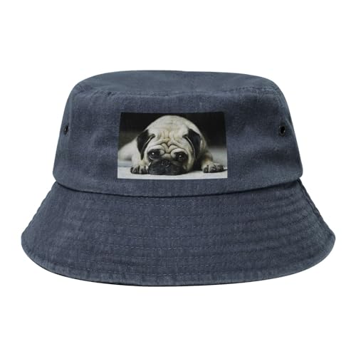 Mops Traurige Hunde Hunde Trauriger Mops Haustiere Mops, Erwachsene Bucket Hat Sonnenhut Fischerhut Läufermütze Fischerhüte von YWSOTRE