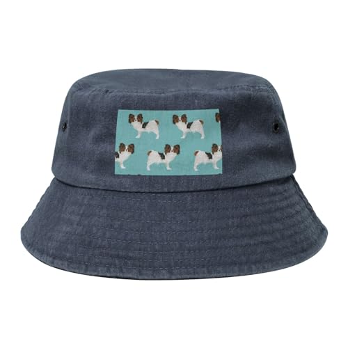 Papillon Hunde Süßer Toy Spaniel Hund, Erwachsene Bucket Hat Sonnenhut Fischerhut Läufermütze Fischerhüte von YWSOTRE