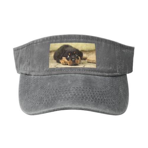 Rottweiler Hunde Süße Hunde Welpen Haustiere Klein, Verstellbare Sport-Sonnenblendenhüte Leere Oberseite Baseballkappe Unisex Sonnenschutzblende von YWSOTRE