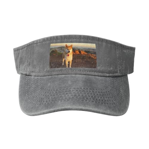 Shiba Inu Haustiere Hunde Sonnenuntergang Bokeh Shiba Inu, Verstellbare Sport-Sonnenblendenhüte Leere Oberseite Baseballkappe Unisex Sonnenschutzblende von YWSOTRE