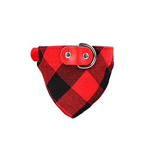 Haustier Bandana Schal Dreieck Weihnachtskariertes verstellbares Hundehalsband Hundehalsband mit schwarzer Krawatte Hochzeit kariertes Hundehalsband für kleine Klassische Weihnachtsmuster (Red-A, XL) von YWSTYllelty