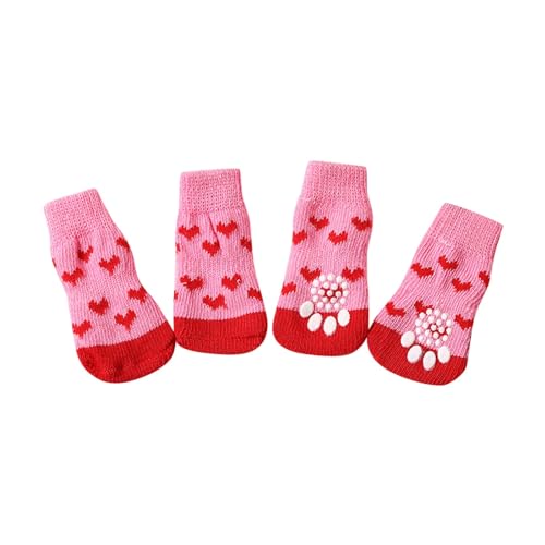 Haustiersocken, rutschfeste Unterseite, für Welpen, Hundesocken, Hundefußabdeckung, Teddy, Hund, Pudel, Baumwollsocken, Zubehör Zubehör Für Hundesalon (RD1, M) von YWSTYllelty