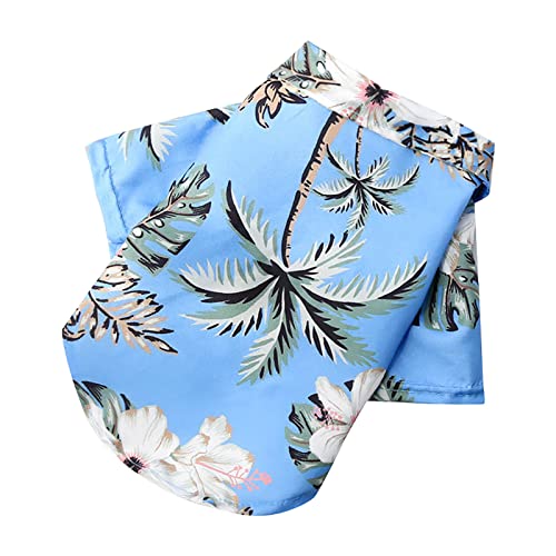 Hundepullover Geschirr Hawaii-Stil Blumen-Hundehemd Bedruckte Haustier-T-Shirts Atmungsaktive kühle Kleidung Strand-Küsten-Welpen-Hemd-Sweatshirt für kleine Welpen (Sky Blue, XS) von YWSTYllelty