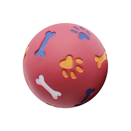 Kauspielzeug für Hunde, auslaufender Futterball, Zahnspielzeug für Hunde, Bälle für Hunde, IQ-Puzzle- für Welpen, kleine große Hunde, Zahnreinigung, , Spielen, Training Kleines Rosa (Red, A) von YWSTYllelty