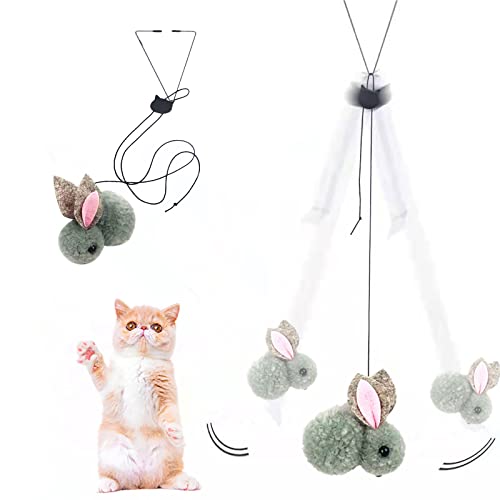 Mit Saugnapf Katzen-Haustier-Kaninchen-Tür mit verstellbarem automatischem Spielzeug-Seil, elastischem Spielzeug für Katzen, die selbst am Fenster hängen, Heimtierbedarf (Grey-b, One Size) von YWSTYllelty