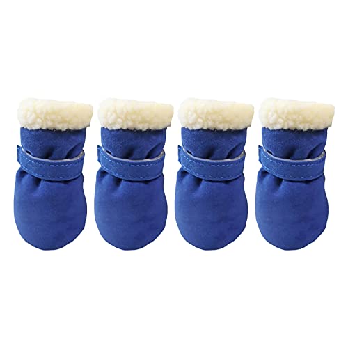 Warme Winddichte Samtschuhe Plus warme und Schuhe mit weichen Sohlen Stiefel Schnee Haustier Haustier Haustierkleidung Hundepullover Schurwolle (Blue, One Size) von YWSTYllelty
