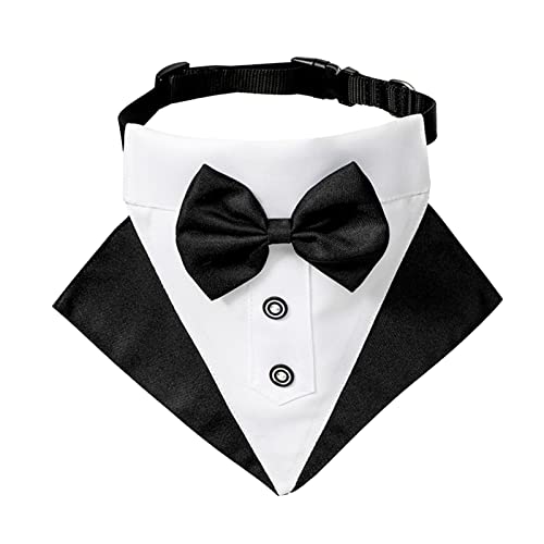 Weihnachten Haustiere Schal Dreieck Verstellbares Halsband für Hunde, Hundehalsband mit schwarzer Krawatte, Hochzeit, formelle Hundehalsbänder für kleine, mittelgroße Hunde Verstellbar (Black-3, S) von YWSTYllelty