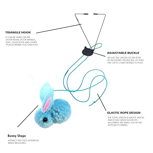 YWSTYllelty Elastisches -Kaninchen- für Katzen, automatisch, mit verstellbarem Seil, zum Aufhängen, Katzentür, Heimtierbedarf Katze Flummi (Blue, One Size) von YWSTYllelty