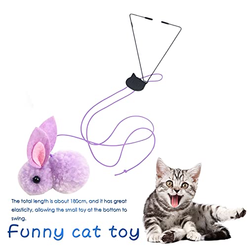 YWSTYllelty Elastisches -Kaninchen- für Katzen, automatisch, mit verstellbarem Seil, zum Aufhängen, Katzentür, Heimtierbedarf Katze Flummi (Purple, One Size) von YWSTYllelty