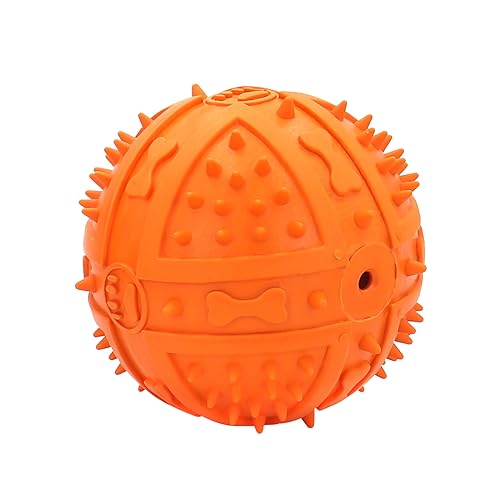 YWSTYllelty Quietschender Hundeball, Spielzeug für Aggressives Kauen, Unzerstörbar, Langlebig, Große Hunde, mit Stachel-Ball, Schwimmfähiges Gummi-Spielzeug (Orange) von YWSTYllelty