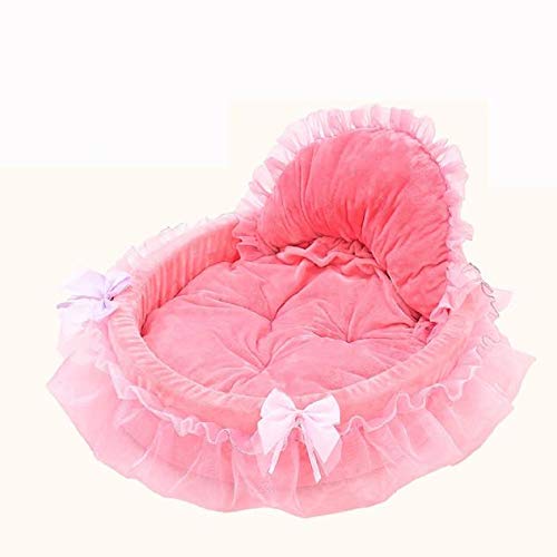 YWSTYllelty Schönes Elegantes Bett Prinzessin Pet Heart Warm Doghouse Bows Puppy Dog Lace Bed Pet Pet Others Hundehalsband Maul (Pink, One Size) von YWSTYllelty