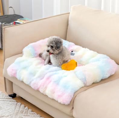 Hunde-Sofa, luxuriöses Hundebett und Sofabezug, modisch und pflegeleicht, maschinenwaschbar oder handwaschbar, geeignet für Sofas mit Katzen und Hunden (Regenbogenfarbe, M 83,8 x 71,1 x 12,7 cm) von YXthognyx