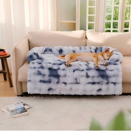 YXthognyx Hunde-Sofa, luxuriöses Hundebett und Sofabezug, modisch und pflegeleicht, maschinenwaschbar, geeignet für Sofas mit Katzen und Hunden (Graublau, L 94 x 83,8 x 15,2 cm) von YXthognyx