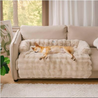 YXthognyx Hunde-Sofa, luxuriöses Hundebett und Sofabezug, modisch und pflegeleicht, maschinenwaschbar oder handwaschbar, geeignet für Sofas mit Katzen und Hunden (Kamel, L 94 x 83,8 x 15,2 cm) von YXthognyx