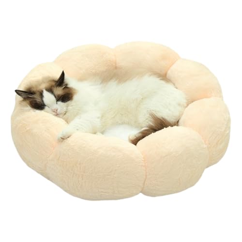 YXthognyx Hundebett in Blumenform, beruhigendes Hunde- und Katzenbett in Donut-Form, für den Innenbereich, warm und weich, gemütlich, Anti-Angst-Betten mit rutschfester Unterseite und waschbar (Rosa von YXthognyx