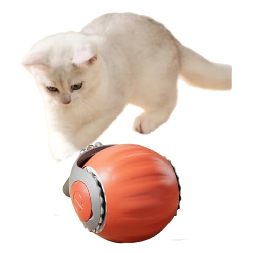 YXthognyx Interaktiver Katzenball mit Schwanz, zwei Geschwindigkeitseinstellungen, über USB wiederaufladbar, intelligentes Katzenspielzeug, interaktiv für Indoor-Katzen, Katzenball-Spielzeug (rot) von YXthognyx