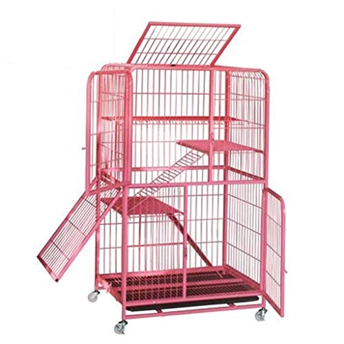 YYDS Haustier Nest Cat Cage Indoor Hause mit WC Extra Large Free Space Cat Litter Cat Cage Cat House Räumungs Cat Cage Villa Haustier-Betten (Color : Pink) von YYDS
