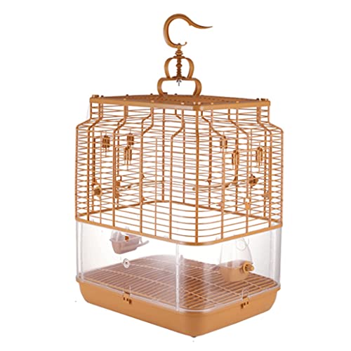 Rechteckiger Vogelkäfigtechnik Kunststoffvogel Papageikäfig mit Haken und Zubehör Transparenter Käfig für Finches-Kanarien (Größe : 48 * 38 * 58cm) von YYDS