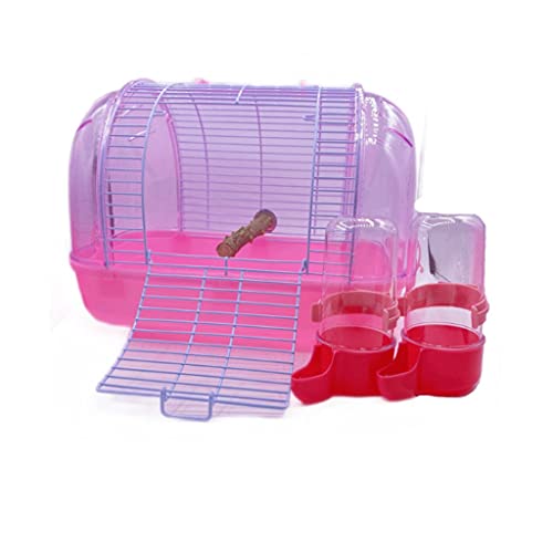 Vogel-Reisekäfig-tragbarer Vogelpapageikäfig mit Stehstange und Tassen transparentem und leichter Kunststoffkäfig 12.5 * 8.2 * 8.6" (Color : Pink) von YYDS