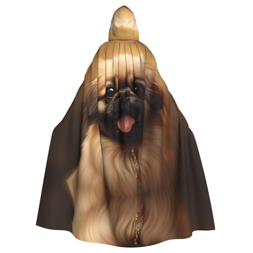 YYHHAOFA Halloween Erwachsene Kapuzenumhang für Partys und Cosplay-Events Pekinese Hund Muster von YYHHAOFA