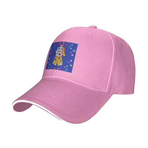 YYHWHJDE Baseballkappe mit Fantasy-Cartoon-Hunde-Aufdruck, unisex, rosa: atmungsaktiv, leicht von YYHWHJDE